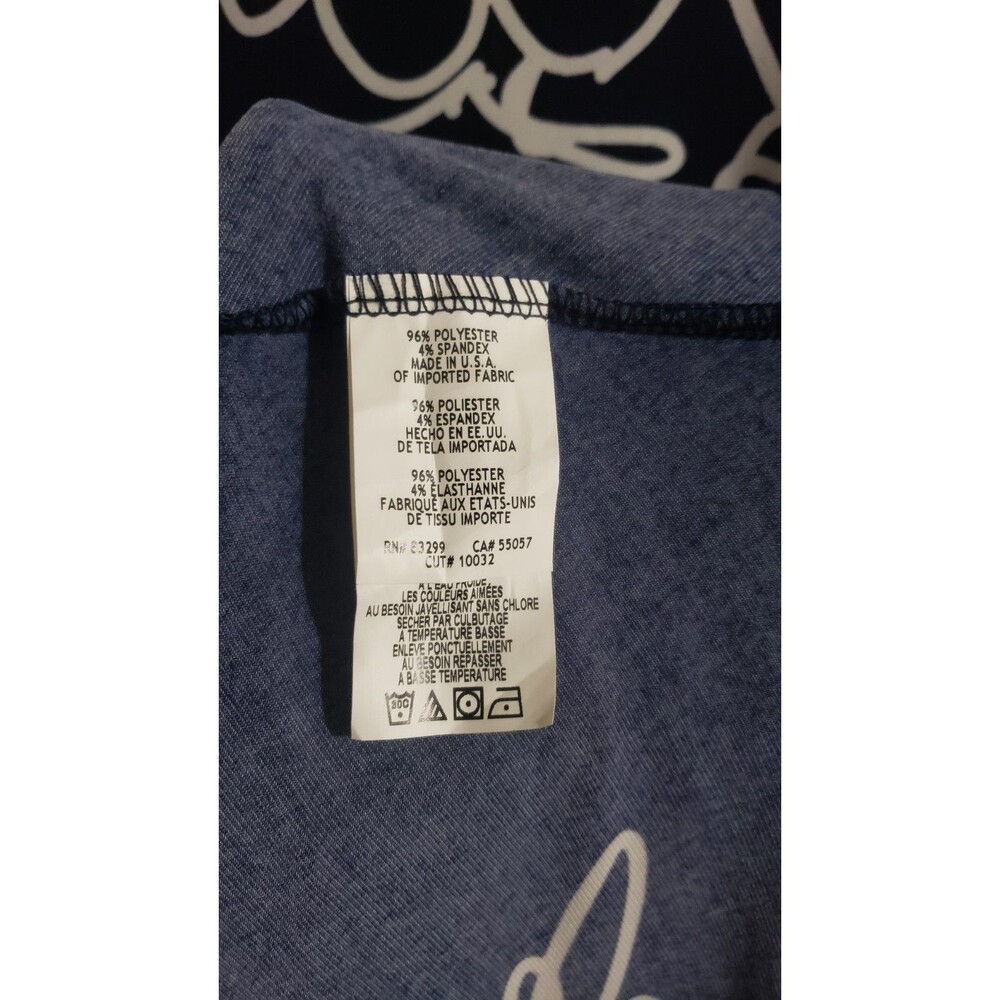Neiman Marcus Size 16 Navy Blue White Floral Shift Dress Slinky Stretchy - Picture 3 of 8
